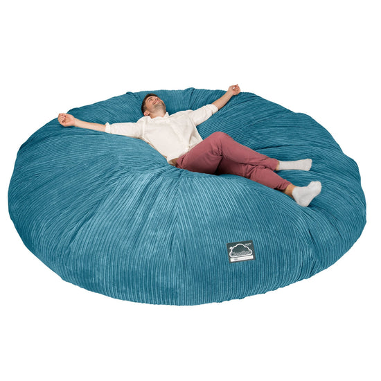 LOUNGE PUG, CloudSac 5000 XXXXXL, Een Titanic Zitzak Bank met Vezel-latex Vlokvulling, Corduroy Petrol