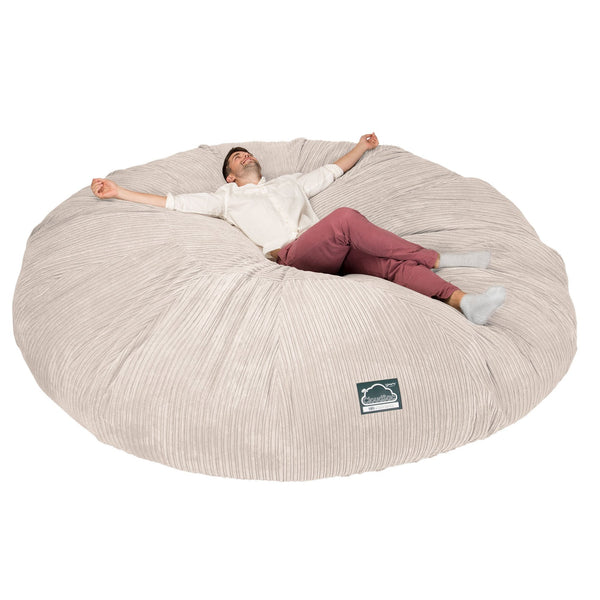 LOUNGE PUG, CloudSac 5000 XXXXXL, Een Titanic Zitzak Bank met Vezel-latex Vlokvulling, Corduroy Ivoor