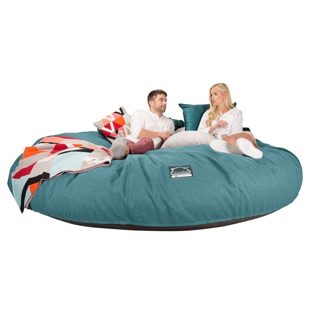 LOUNGE PUG, CloudSac 5000 XXXXXL, Een Titanic Zitzak Bank met Vezel-latex Vlokvulling, Interalli Wol Aqua
