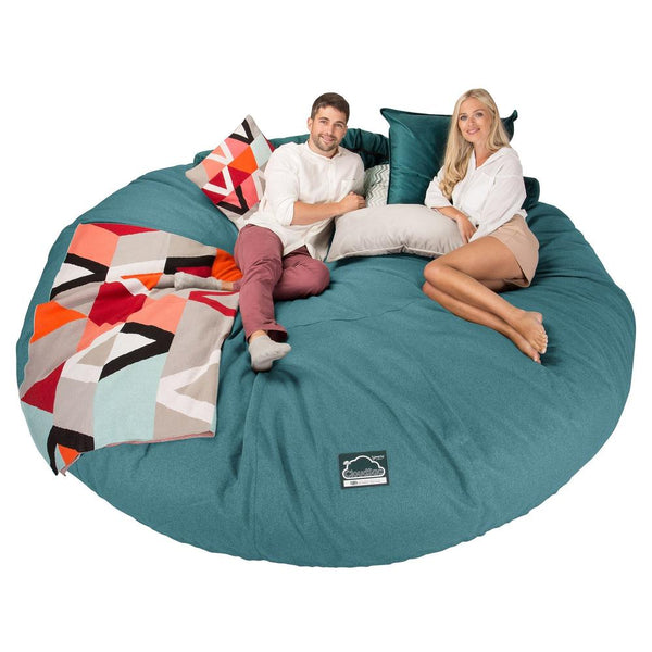LOUNGE PUG, CloudSac 5000 XXXXXL, Een Titanic Zitzak Bank met Vezel-latex Vlokvulling, Interalli Wol Aqua