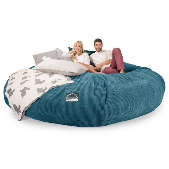 LOUNGE PUG, CloudSac 5000 XXXXXL, Een Titanic Zitzak Bank met Vezel-latex Vlokvulling, Pompom Petrol