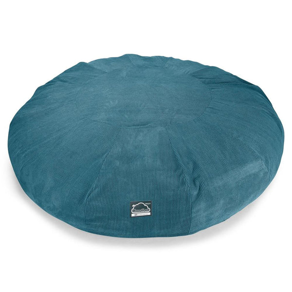 CloudSac 5000 XXXXXL Titanic Zitzak Bank met Vezel-latex Vlokvulling - Pompom Petrol Fabric Close-up Image