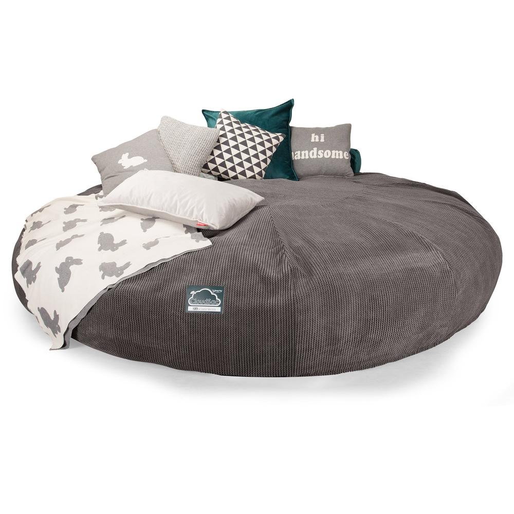 LOUNGE PUG, CloudSac 5000 XXXXXL, Een Titanic Zitzak Bank met Vezel-latex Vlokvulling, Pompom Antraciet