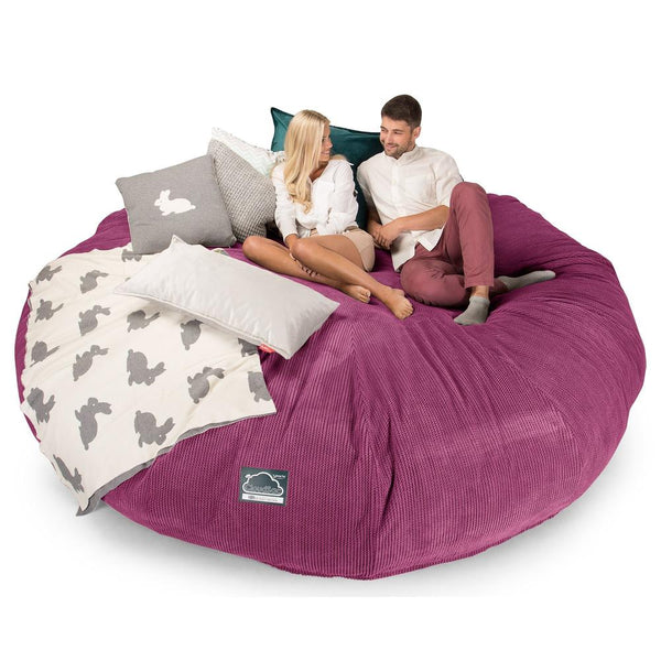 LOUNGE PUG, CloudSac 5000 XXXXXL, Een Titanic Zitzak Bank met Vezel-latex Vlokvulling, Pompom Roze