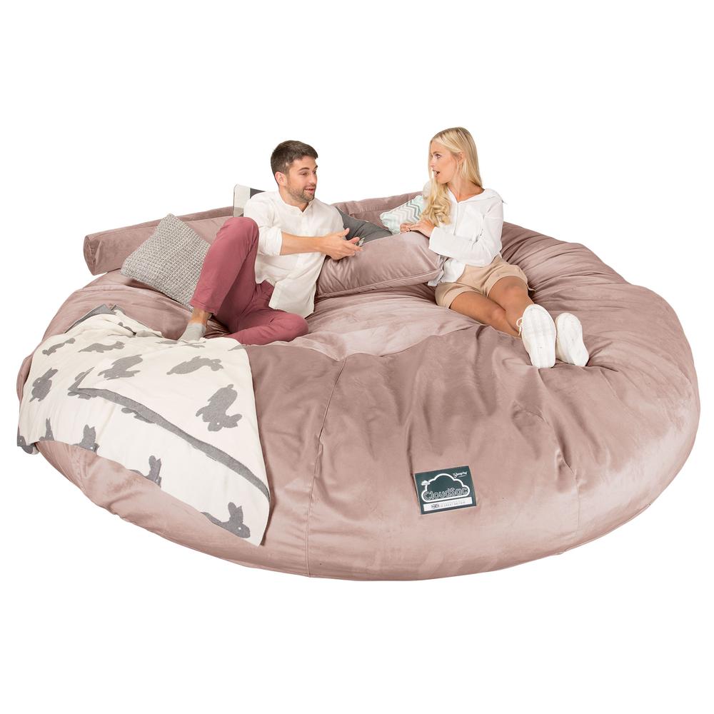 LOUNGE PUG, CloudSac 5000 XXXXXL, Een Titanic Zitzak Bank met Vezel-latex Vlokvulling, Fluweel Roze