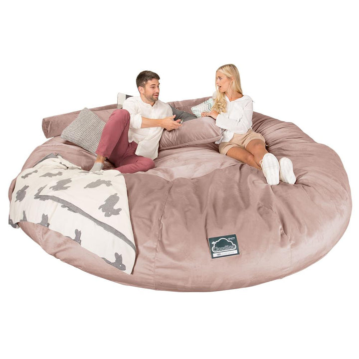 LOUNGE PUG, CloudSac 5000 XXXXXL, Een Titanic Zitzak Bank met Vezel-latex Vlokvulling, Fluweel Roze