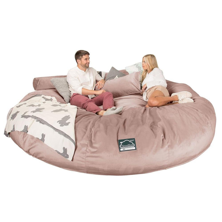 LOUNGE PUG, CloudSac 5000 XXXXXL, Een Titanic Zitzak Bank met Vezel-latex Vlokvulling, Fluweel Roze