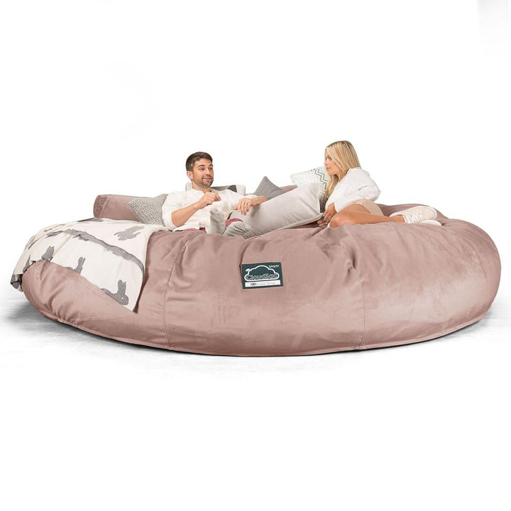 LOUNGE PUG, CloudSac 5000 XXXXXL, Een Titanic Zitzak Bank met Vezel-latex Vlokvulling, Fluweel Roze