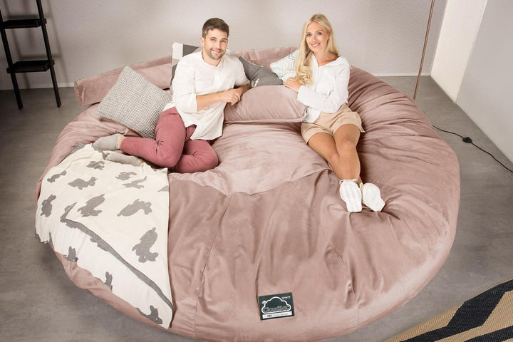 LOUNGE PUG, CloudSac 5000 XXXXXL, Een Titanic Zitzak Bank met Vezel-latex Vlokvulling, Fluweel Roze