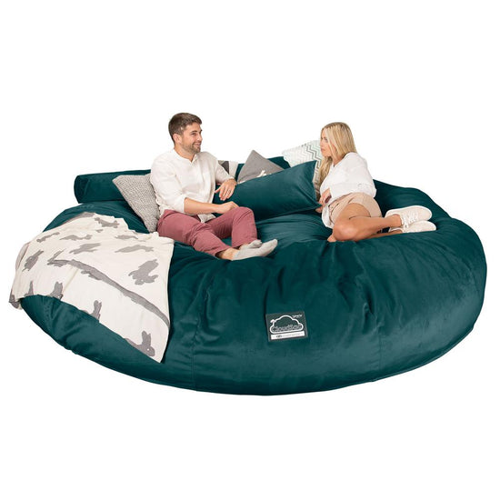 LOUNGE PUG, CloudSac 5000 XXXXXL, Een Titanic Zitzak Bank met Vezel-latex Vlokvulling, Fluweel Petrol