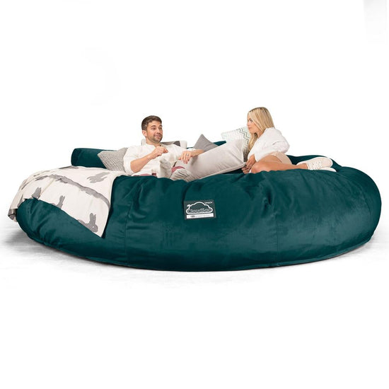 LOUNGE PUG, CloudSac 5000 XXXXXL, Een Titanic Zitzak Bank met Vezel-latex Vlokvulling, Fluweel Petrol