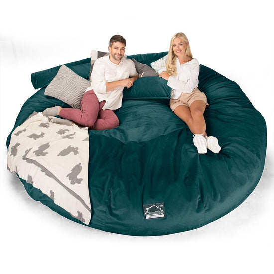 LOUNGE PUG, CloudSac 5000 XXXXXL, Een Titanic Zitzak Bank met Vezel-latex Vlokvulling, Fluweel Petrol