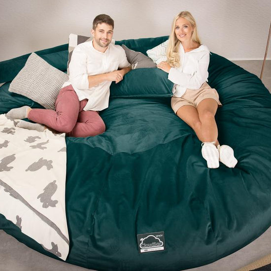 LOUNGE PUG, CloudSac 5000 XXXXXL, Een Titanic Zitzak Bank met Vezel-latex Vlokvulling, Fluweel Petrol