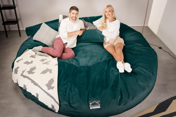 LOUNGE PUG, CloudSac 5000 XXXXXL, Een Titanic Zitzak Bank met Vezel-latex Vlokvulling, Fluweel Petrol