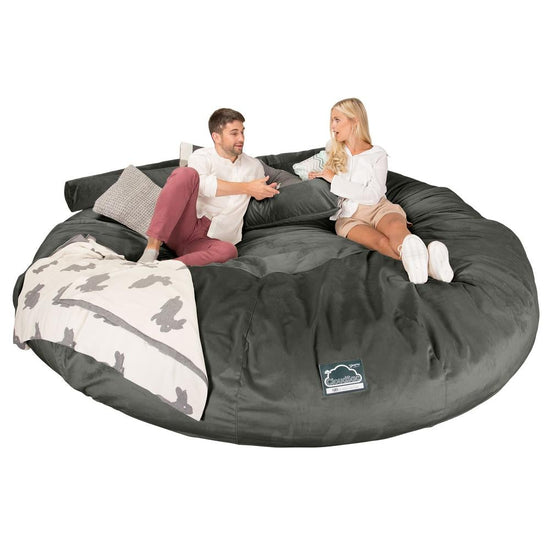 LOUNGE PUG, CloudSac 5000 XXXXXL, Een Titanic Zitzak Bank met Vezel-latex Vlokvulling, Fluweel Antraciet