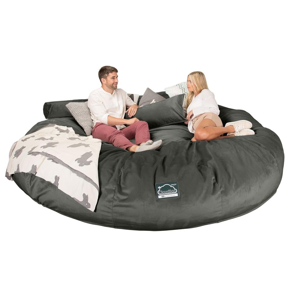 LOUNGE PUG, CloudSac 5000 XXXXXL, Een Titanic Zitzak Bank met Vezel-latex Vlokvulling, Fluweel Antraciet