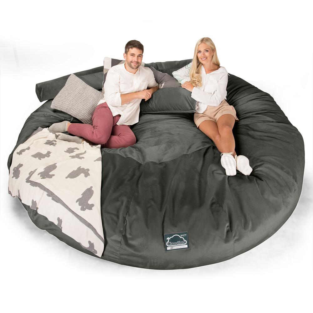 LOUNGE PUG, CloudSac 5000 XXXXXL, Een Titanic Zitzak Bank met Vezel-latex Vlokvulling, Fluweel Antraciet
