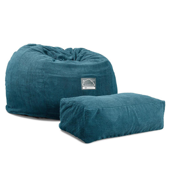 LOUNGE PUG, CloudSac 510 XL, X Large Zitzak met Vezel-latex Vlokvulling, Pompom Petrol