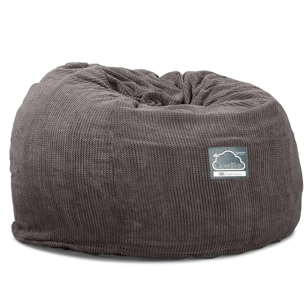 LOUNGE PUG, CloudSac 510 XL, X Large Zitzak met Vezel-latex Vlokvulling, Pompom Antraciet