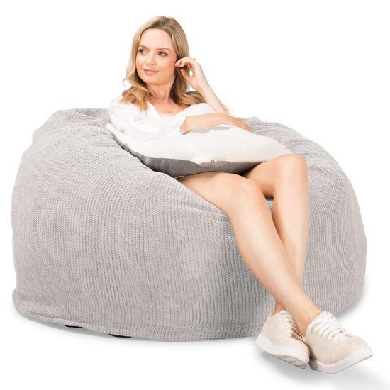 LOUNGE PUG, CloudSac 510 XL, X Large Zitzak met Vezel-latex Vlokvulling, Pompom Crème