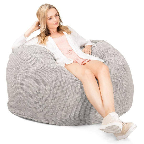 LOUNGE PUG, CloudSac 510 XL, X Large Zitzak met Vezel-latex Vlokvulling, Pompom Crème