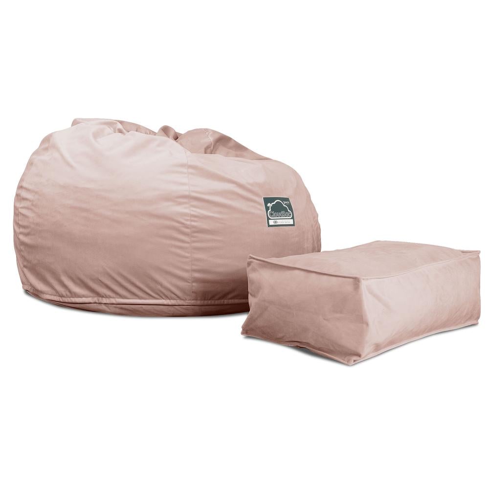 LOUNGE PUG, CloudSac 510 XL, X Large Zitzak met Vezel-latex Vlokvulling, Fluweel Roze