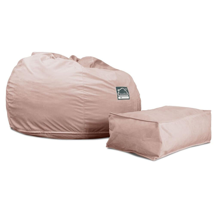LOUNGE PUG, CloudSac 510 XL, X Large Zitzak met Vezel-latex Vlokvulling, Fluweel Roze