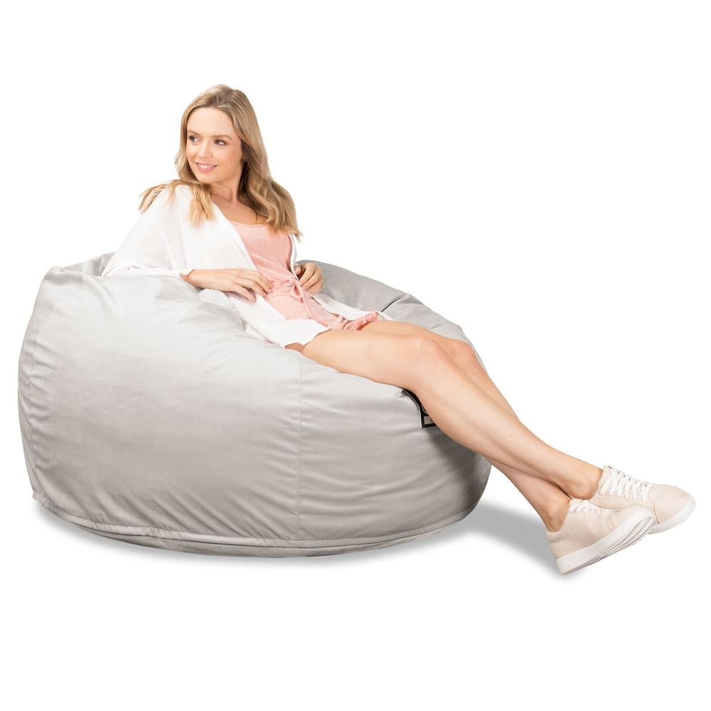 LOUNGE PUG, CloudSac 510 XL, X Large Zitzak met Vezel-latex Vlokvulling, Fluweel Zilver