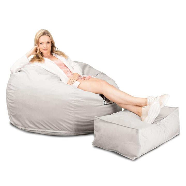 LOUNGE PUG, CloudSac 510 XL, X Large Zitzak met Vezel-latex Vlokvulling, Fluweel Zilver