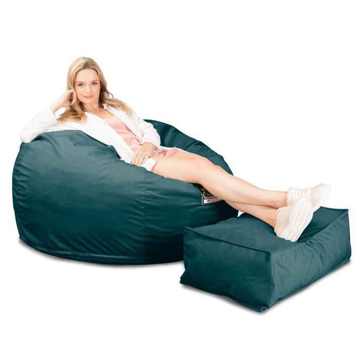 LOUNGE PUG, CloudSac 510 XL, X Large Zitzak met Vezel-latex Vlokvulling, Fluweel Petrol