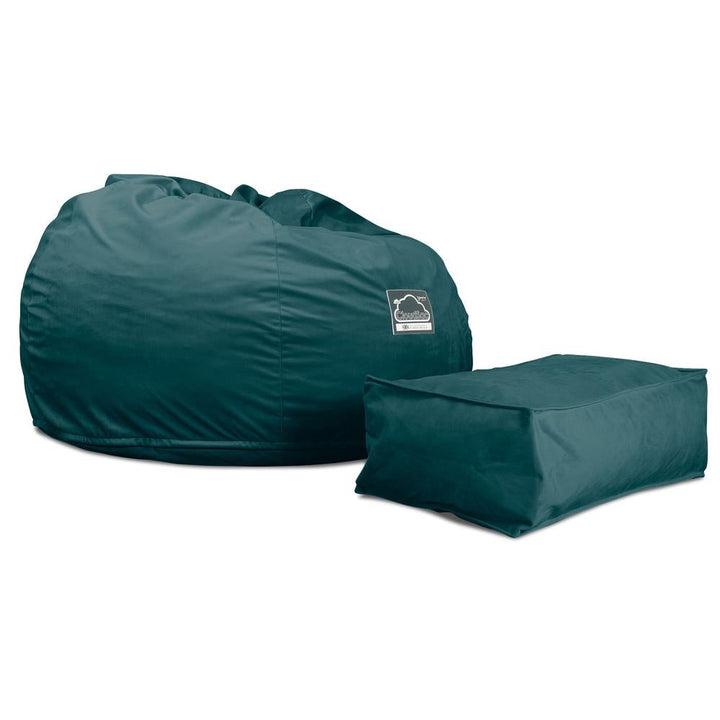 LOUNGE PUG, CloudSac 510 XL, X Large Zitzak met Vezel-latex Vlokvulling, Fluweel Petrol