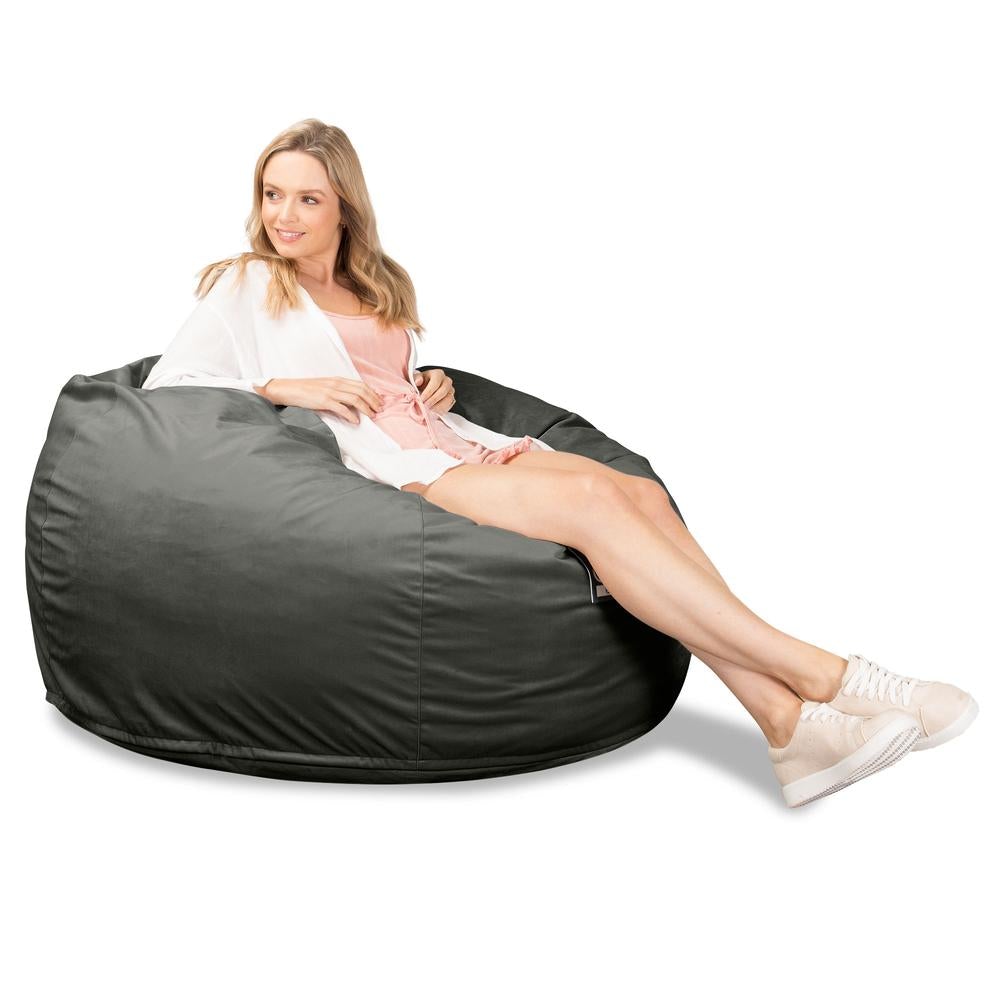 LOUNGE PUG, CloudSac 510 XL, X Large Zitzak met Vezel-latex Vlokvulling, Fluweel Antraciet