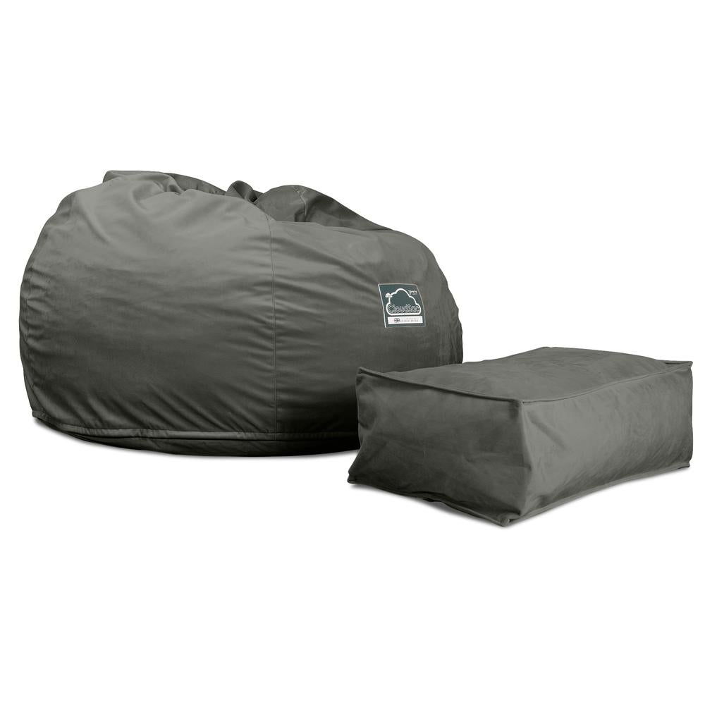 LOUNGE PUG, CloudSac 510 XL, X Large Zitzak met Vezel-latex Vlokvulling, Fluweel Antraciet