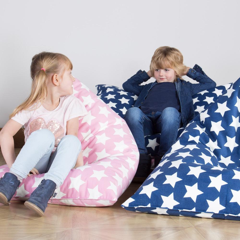 LOUNGE PUG, Kinder Zitzak Stoel, Kinderfauteuil, Afdruk Roze Ster