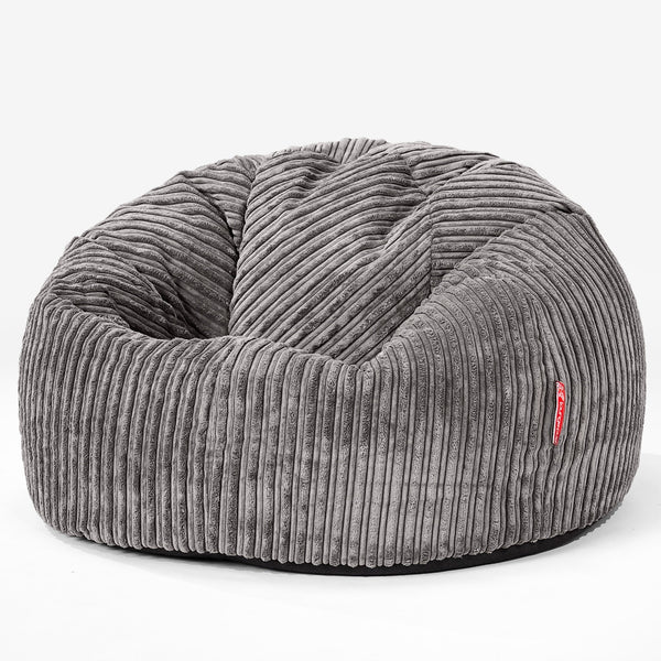 CloudSac 200 Kinderen Zitzak met Vezel-latex Vlokvulling 2-12 jaar oud - Corduroy Graphite Grijs 01