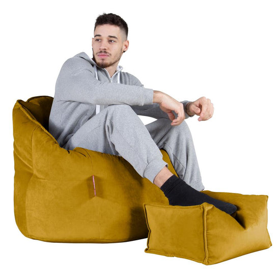 LOUNGE PUG, Omhelzing Zitzak Stoel, Fauteuil, RelaxStoel, Fluweel Goud