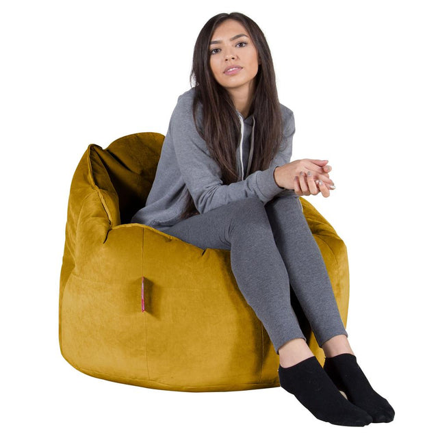 LOUNGE PUG, Omhelzing Zitzak Stoel, Fauteuil, RelaxStoel, Fluweel Goud
