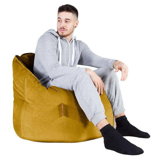 LOUNGE PUG, Omhelzing Zitzak Stoel, Fauteuil, RelaxStoel, Fluweel Goud