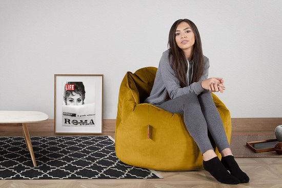 LOUNGE PUG, Omhelzing Zitzak Stoel, Fauteuil, RelaxStoel, Fluweel Goud
