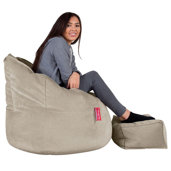 LOUNGE PUG, Omhelzing Zitzak Stoel, Fauteuil, RelaxStoel, Fluweel Mink