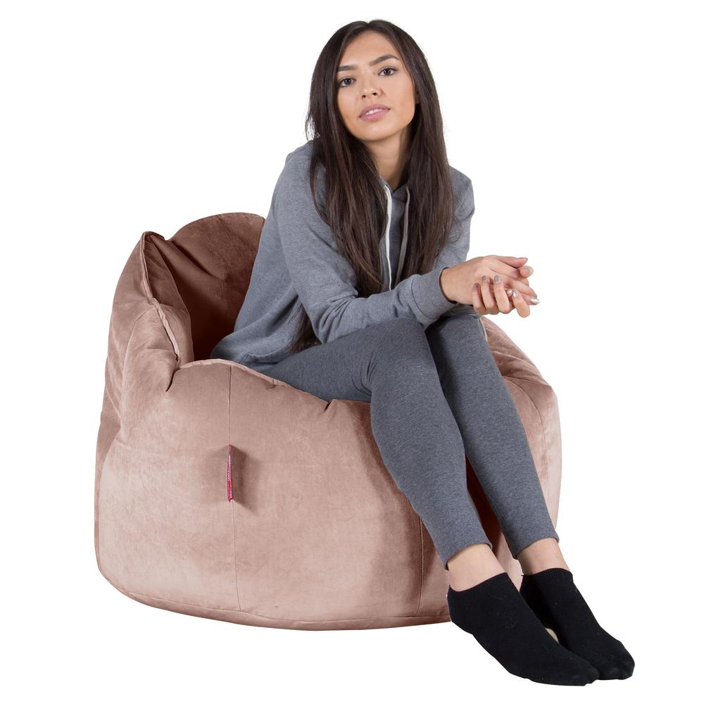 LOUNGE PUG, Omhelzing Zitzak Stoel, Fauteuil, RelaxStoel, Fluweel Roze