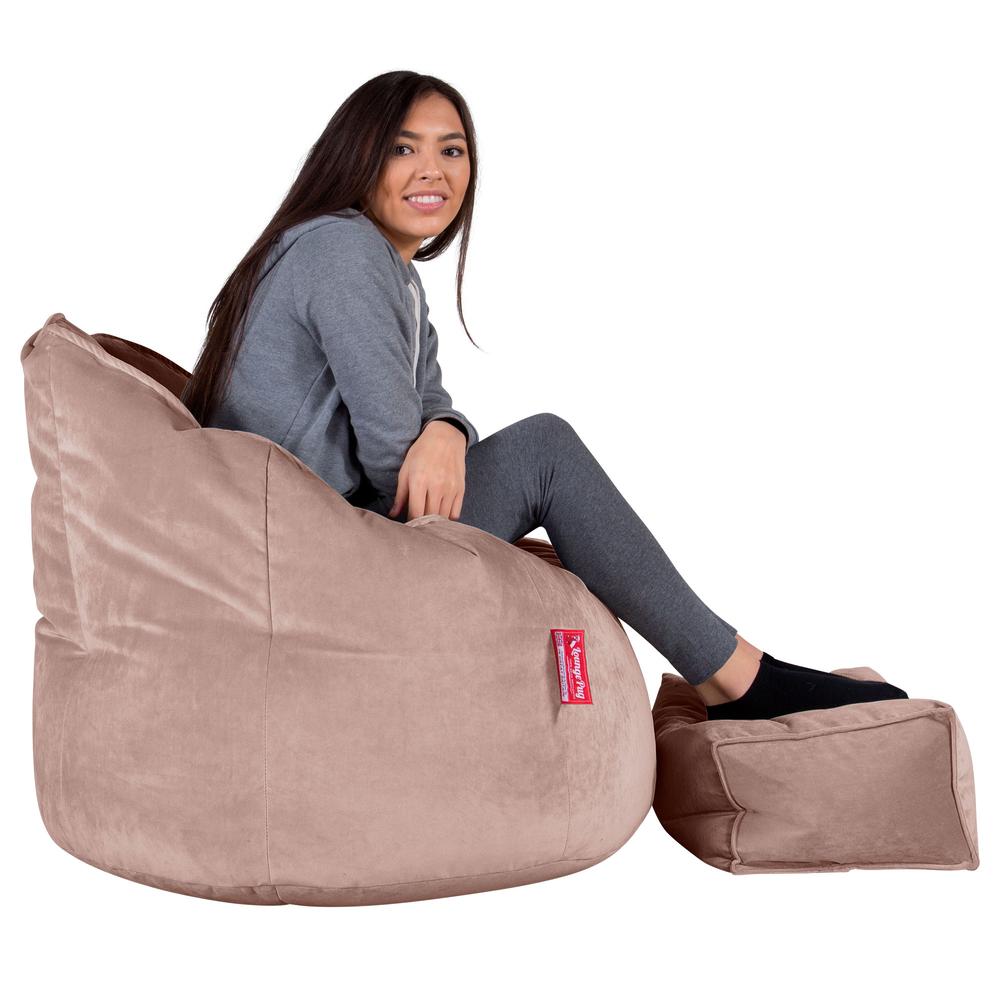 LOUNGE PUG, Omhelzing Zitzak Stoel, Fauteuil, RelaxStoel, Fluweel Roze