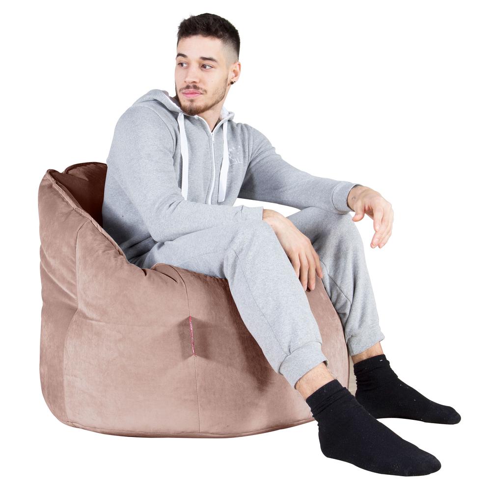 LOUNGE PUG, Omhelzing Zitzak Stoel, Fauteuil, RelaxStoel, Fluweel Roze