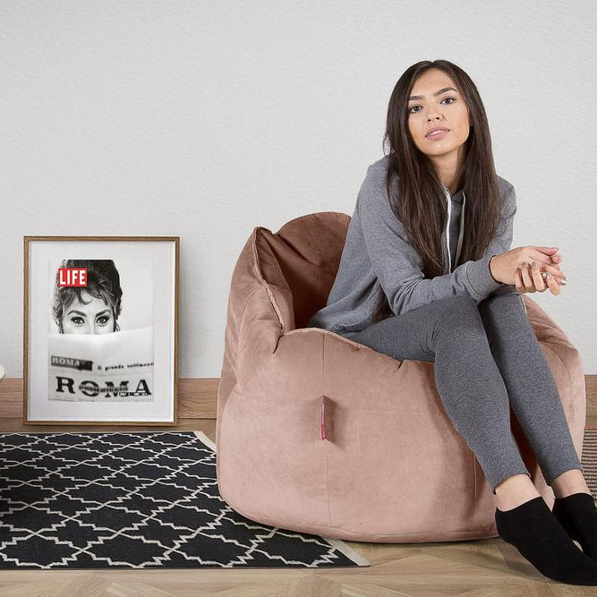 LOUNGE PUG, Omhelzing Zitzak Stoel, Fauteuil, RelaxStoel, Fluweel Roze