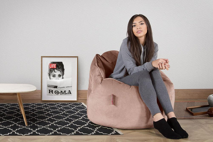 LOUNGE PUG, Omhelzing Zitzak Stoel, Fauteuil, RelaxStoel, Fluweel Roze