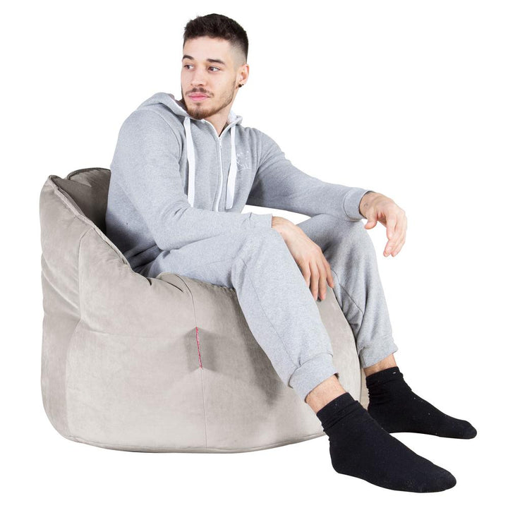 LOUNGE PUG, Omhelzing Zitzak Stoel, Fauteuil, RelaxStoel, Fluweel Zilver