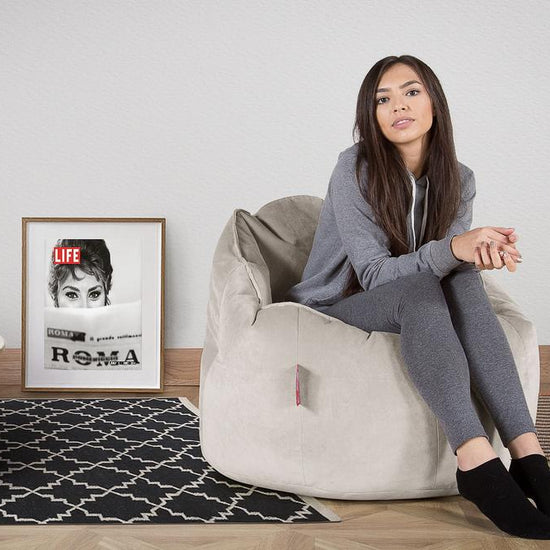 LOUNGE PUG, Omhelzing Zitzak Stoel, Fauteuil, RelaxStoel, Fluweel Zilver