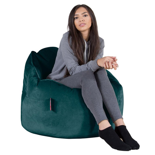 LOUNGE PUG, Omhelzing Zitzak Stoel, Fauteuil, RelaxStoel, Fluweel Petrol
