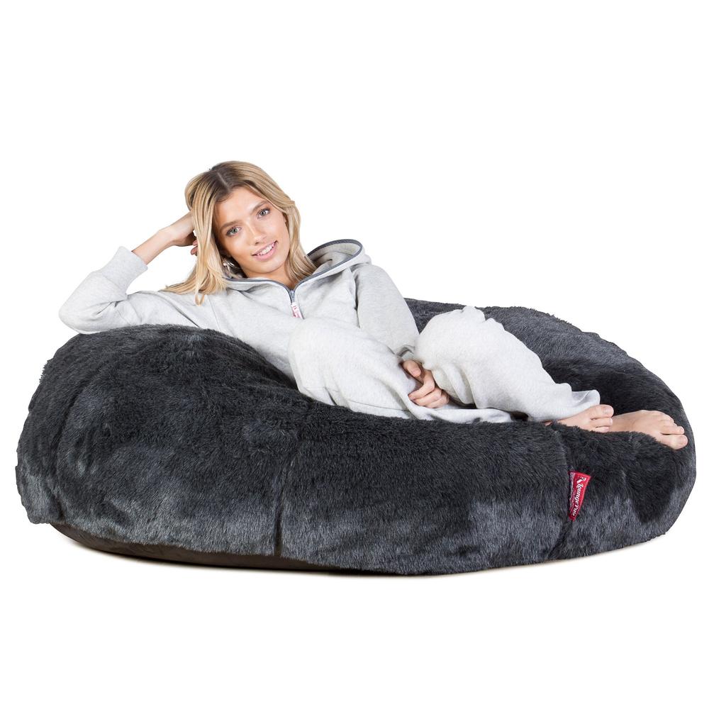 LOUNGE PUG - Klassieke Zitzak Stoel Bank - Beanbag - Fauteuil Poef - Namaakbont Zwart