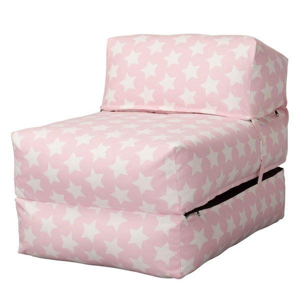 LOUNGE PUG, Avery, Slaapstoel Single, Afdruk Roze Ster